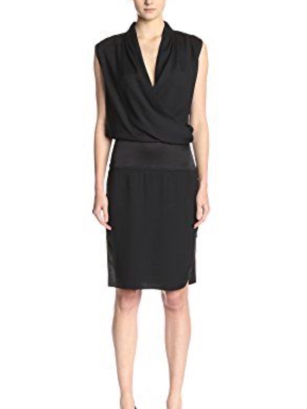 Helmut Lang Black Sleeveless V-Neck Midi Dress